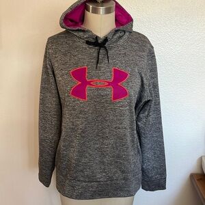 L. S. Hooded Sweatshirt w/Magenta Lined Hoodie & Front Logo, Front Pkts